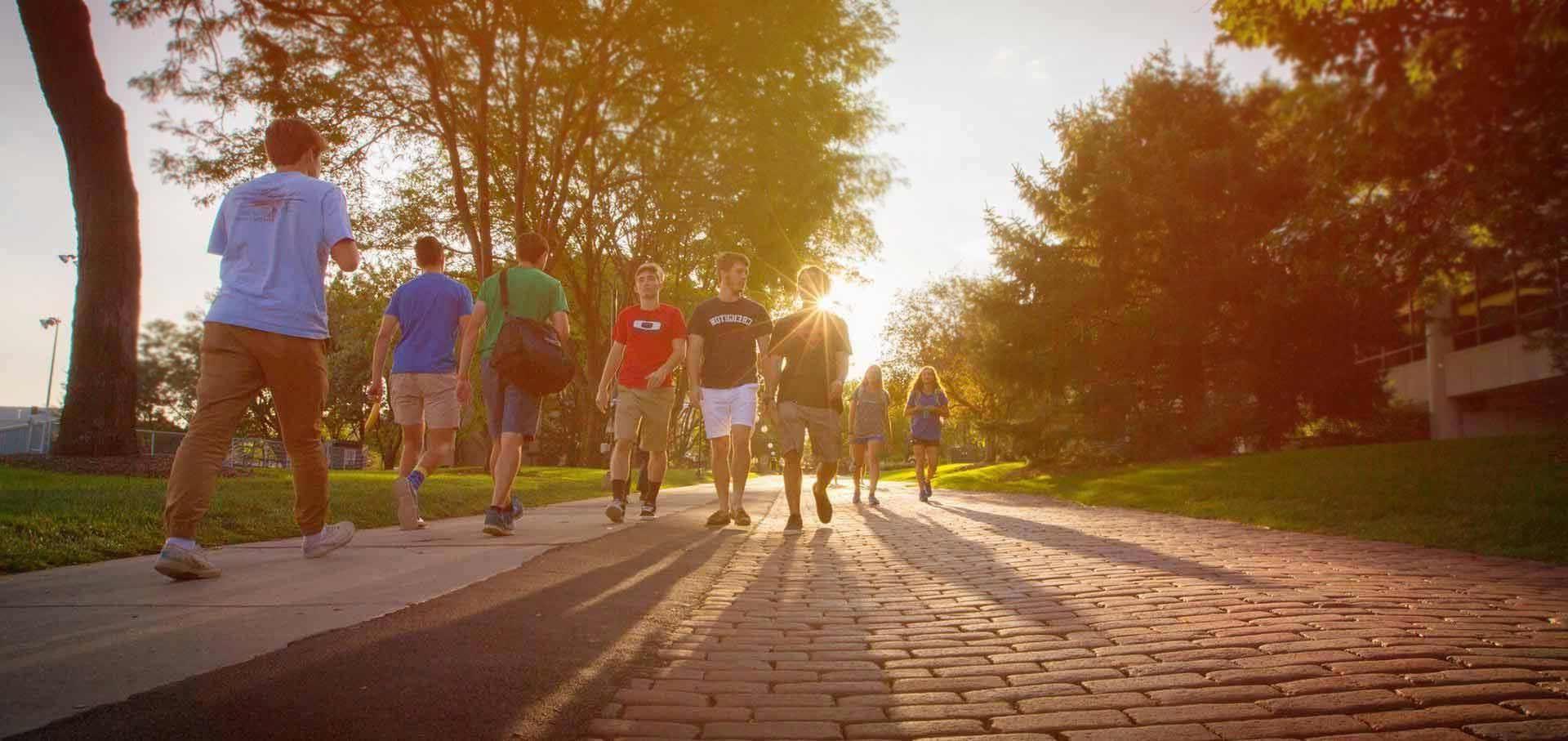 students walking outside